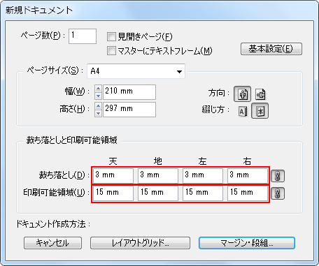 裁ち落としと印刷可能領域